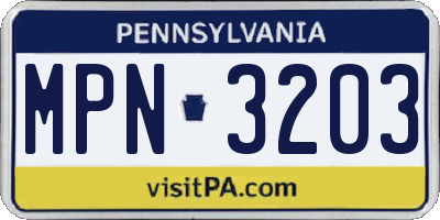 PA license plate MPN3203