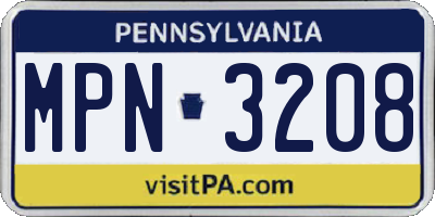 PA license plate MPN3208