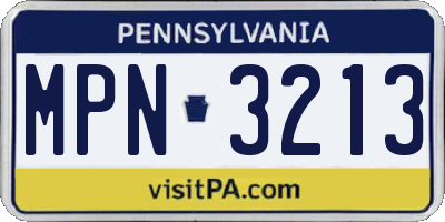 PA license plate MPN3213