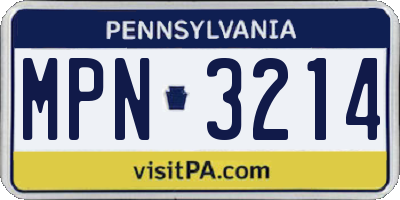 PA license plate MPN3214