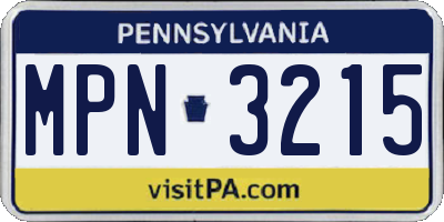 PA license plate MPN3215