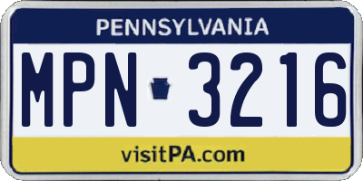 PA license plate MPN3216