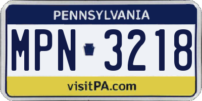 PA license plate MPN3218