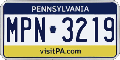PA license plate MPN3219