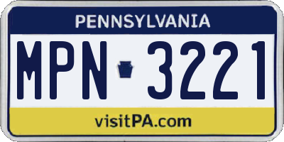 PA license plate MPN3221