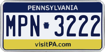 PA license plate MPN3222