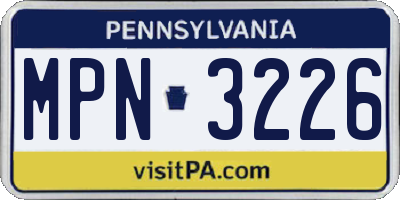 PA license plate MPN3226