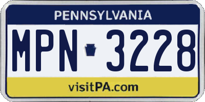 PA license plate MPN3228