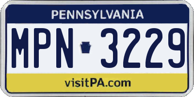 PA license plate MPN3229