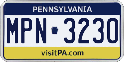 PA license plate MPN3230