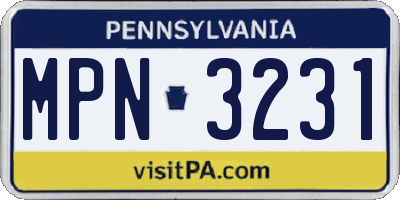 PA license plate MPN3231