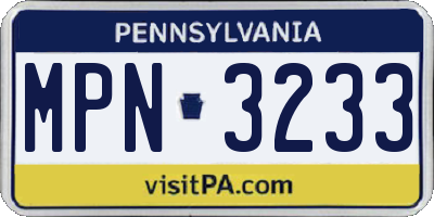 PA license plate MPN3233