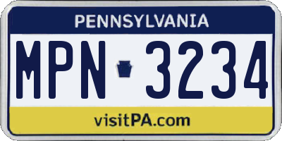PA license plate MPN3234