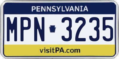 PA license plate MPN3235