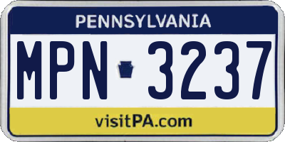 PA license plate MPN3237