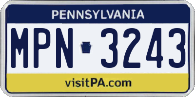 PA license plate MPN3243