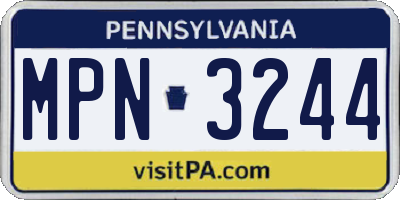 PA license plate MPN3244