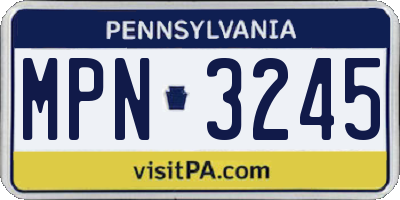 PA license plate MPN3245