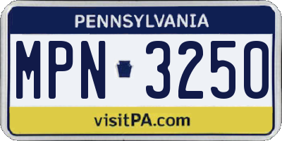 PA license plate MPN3250