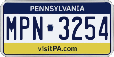 PA license plate MPN3254