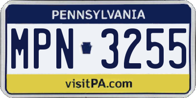 PA license plate MPN3255