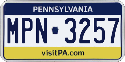 PA license plate MPN3257