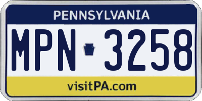 PA license plate MPN3258