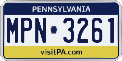PA license plate MPN3261