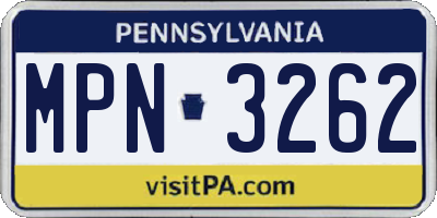 PA license plate MPN3262