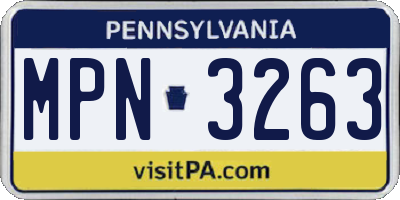 PA license plate MPN3263