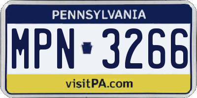 PA license plate MPN3266