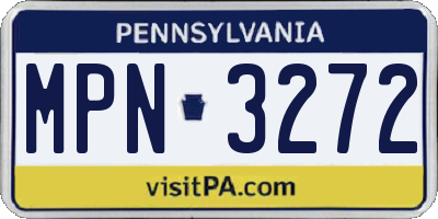 PA license plate MPN3272