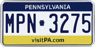 PA license plate MPN3275