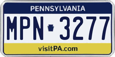 PA license plate MPN3277