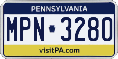 PA license plate MPN3280