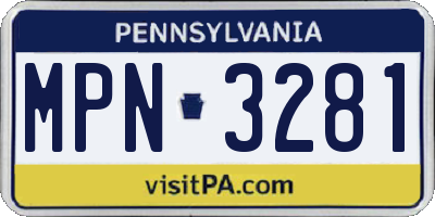 PA license plate MPN3281