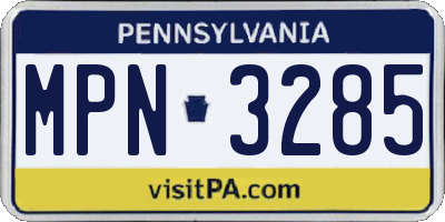 PA license plate MPN3285