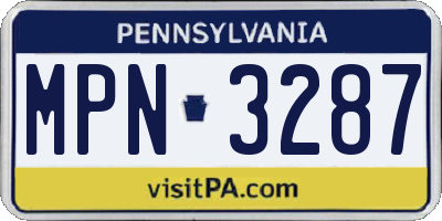 PA license plate MPN3287