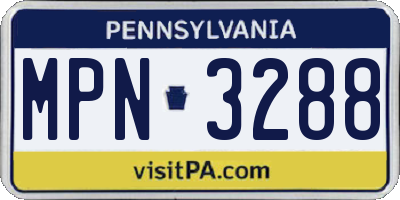 PA license plate MPN3288