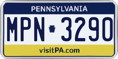 PA license plate MPN3290