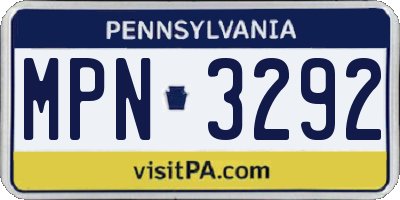 PA license plate MPN3292