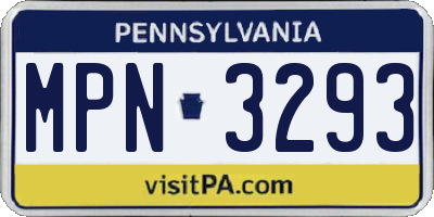 PA license plate MPN3293