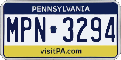 PA license plate MPN3294
