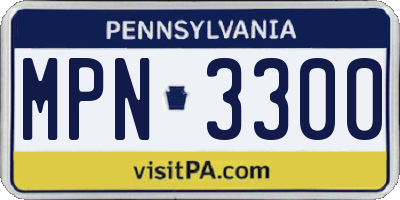PA license plate MPN3300