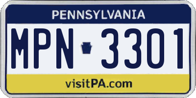 PA license plate MPN3301