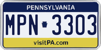 PA license plate MPN3303