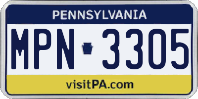 PA license plate MPN3305