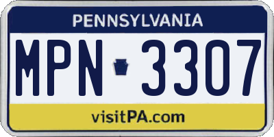 PA license plate MPN3307