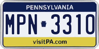 PA license plate MPN3310