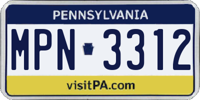 PA license plate MPN3312